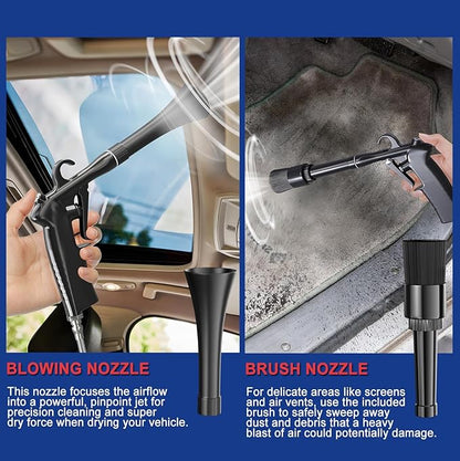 ESOW Car Cleaning Gun Detailing Dryer Air Compressor Blow Gun, Essential Car Detailing Kit and Supplies, High Pressure Air Blaster, Car Detailing Tools for Quick and Effective Dirt Removal, Black