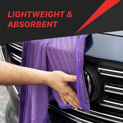 Maxshine 20" x 24" Universal Purple Car Drying Towel – 1200 GSM Rinse-Free Double-Sided Microfiber – Plush, Super Absorbent Towel for Car Wash & Detailing