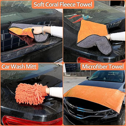 THINKWORK Car Cleaning Kit, Car Washing Kits for Vehicles, Car Detailing Kit Suitable for Small and Medium Vehicles Such As Cars, Trucks, Suvs(17pcs)