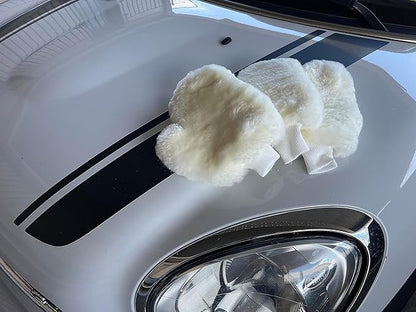 Tru Lamb Natural Lambskin Wool Car Wash Mitt - Large Sheepskin for Wet and Dry Applications and Painters (3)