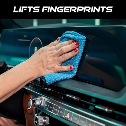 VIKING Glass Microfiber Cleaning Cloth for Car and Home, Glass Towels for Mirror, and Picture Frames, and Car Detailing Kit, 16 inch x 16 inch, Blue, 4 Pack