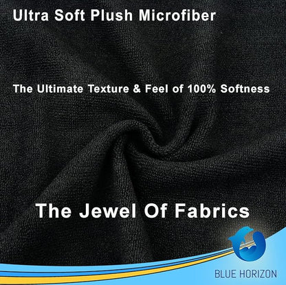 Blue Horizon Microfiber Cleaning Towels, 36-Pack Reusable Shop Towels, Ultra Soft Plush Wash-Cloths, Microfiber Detailing Cleaning Cloths for Car, Household and Commercial (Black, 16" x 16")