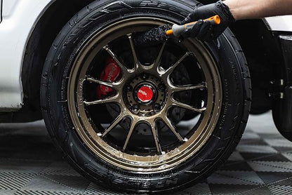 Detail Factory - Wheel Brush Mini with Interchangeable Microfiber Covers - Ultra-Soft Cleaning, Washing and Detailing Wheels, Tires, and Rims - Solar Flare