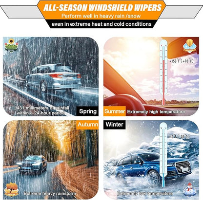 AUTOBOO 16"+14"+14" Windshield Wipers with 10" Rear Wiper Blade Replacement for Toyota FJ Cruiser 2014 2013 2012 2011 2010 2009 2008 2007-Original Factory Quality (Pack of 4)