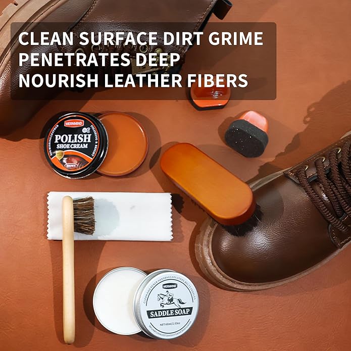 WERNMIND Mink Oil White Saddle Soap Leather Cleaning Boots Shoe Cleaner Leather Conditioner Boot Cace Kit