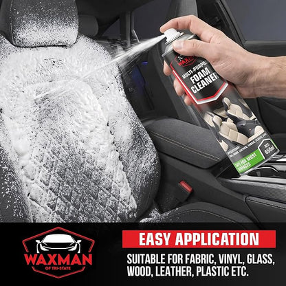 Car Interior Foam Cleaner - Multi-Purpose Deep Cleaning Foam Spray for Leather, Vinyl, Fabric, Plastic & Glass - Safe, Non-Drip Formula with Fresh Scent - 650ml