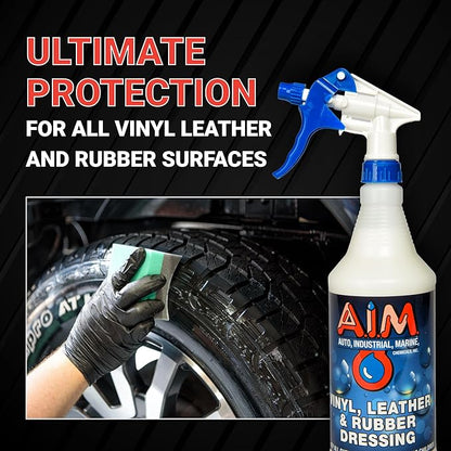 AIM Chemicals Vinyl Leather Rubber Multi-Purpose Dressing -Effective UV Protection -Leather Cleaner & Conditioner -Suitable for Interiors, Exteriors, Engines -Anti-Static -Water-Based for Cars, 5 Gal