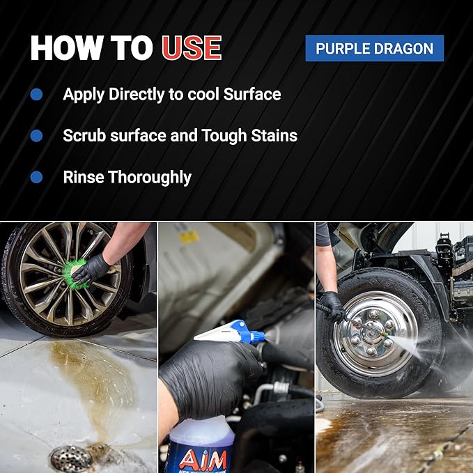 AIM Purple Dragon - Heavy Duty Degreaser Concentrate Industrial Degreaser, Wheel and Tire Cleaner, Equipment Degreaser cleaner - Premium Car Cleaner - Gal