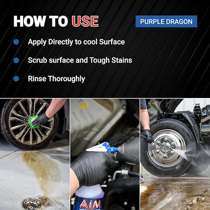 AIM Purple Dragon - Heavy Duty Degreaser Concentrate Industrial Degreaser, Wheel and Tire Cleaner, Equipment Degreaser cleaner - Premium Car Cleaner - Gal