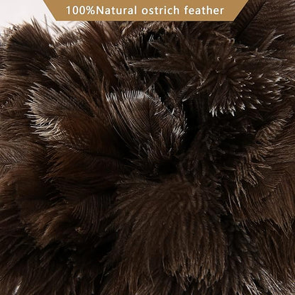 THARAHT 2PCS Ostrich Feather Duster 16 Inch Fluffy Natural with Wood Handle Reusable Washable for Cleaning Keyboard,Home,Car,Office Ostrich Feather Duster