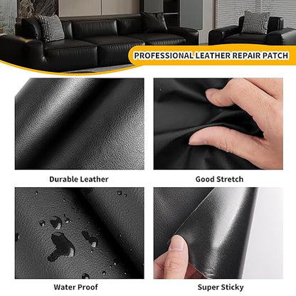 JuCheng Leather Repair Kit -17X158 inch Leather Repair Patch Self-Adhesive Waterproof Patch & Glue for Furniture, Car Seats, Sofa, Couch, Vinyl - Instant Fix for Tears & Scratches (Off White,)