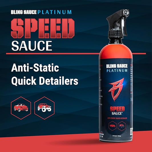 Bling Sauce Platinum Speed Sauce, Cherry Scent, Anti-Static Quick Detail Spray for Cars, Trucks, SUVs, 24oz.