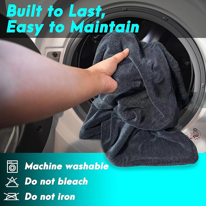 Microfiber Towels for Cars, Car Drying Towel, Drying Towels Car Detailing, Blackline Drying Microfiber Towel Car Wash Care Flash Detail Extra Large Super Absorbent Cleaning Supplies Shammy Cloth