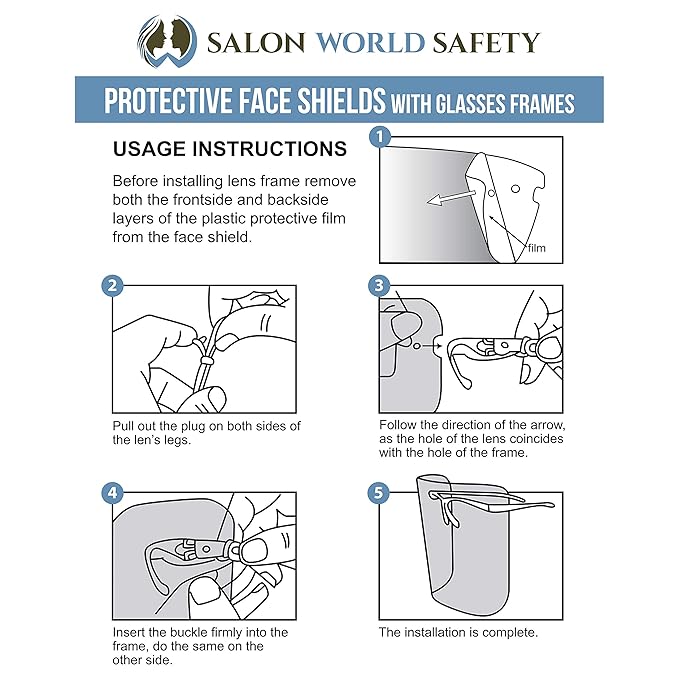 TCP Global Salon World Safety Replacement Face Shields Only (40 Packs of 10), Glasses Frames Not Included – Fits Most Brands, Ultra Clear, Full Face, Protect Eyes Nose Mouth, Anti-Fog PET Plastic