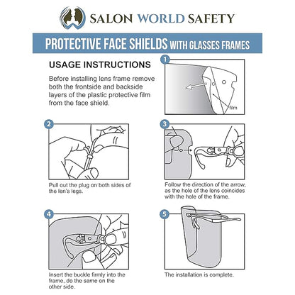 TCP Global Salon World Safety Replacement Face Shields Only (40 Packs of 10), Glasses Frames Not Included – Fits Most Brands, Ultra Clear, Full Face, Protect Eyes Nose Mouth, Anti-Fog PET Plastic