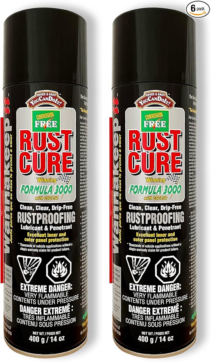 Corrosion Free Rust Cure Formula 3000 – 6 Pack Aerosol Can – No-Drip Rust Inhibitor & Undercoating for Cars, Trucks, Tractors, Snowblowers, Lawn Mowers – Stops & Prevents Rust
