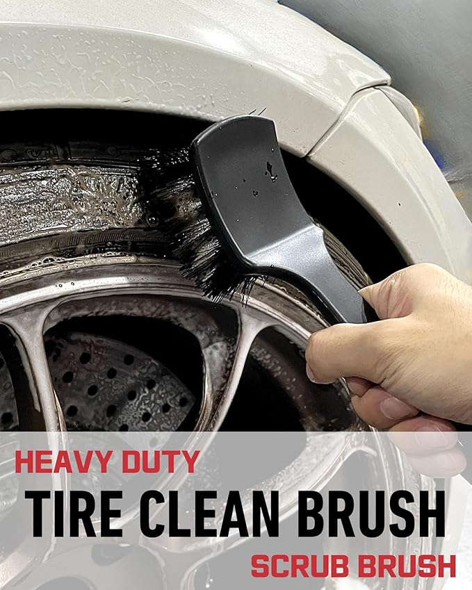 Wheel Brushes for Cleaning Wheels (4 Pro Pack)- 2X Soft Wheel Cleaning Woolies Brush, Detailing Brush and Stiff Tire Brush, Scratch Free Durable Car Wheel Rim Brush Kit for Car Rim and Tire Detailing