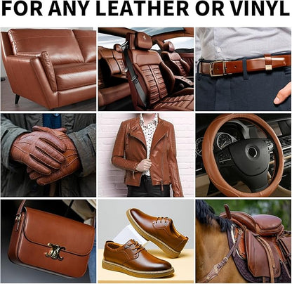 8.5 OZ Leather Recoloring Balm with 100ML Leather Conditioner - Light Brown Leather Repair Kit for Furniture, Leather Dye, Recolor, Renew, Repair & Restore Aged, Faded, Cracked, Peeling and Scuffed