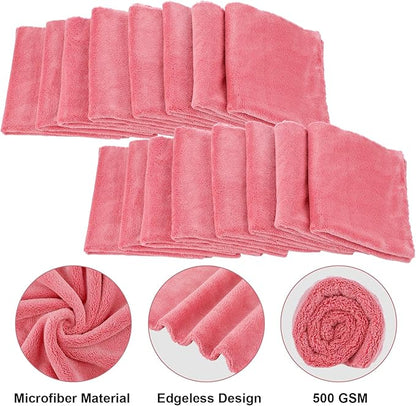 Shimeyao 30 Pcs 16 x 16 Inch Edgeless Microfiber Plush Towels for Cars Detailing Drying Wash Polishing Absorbent Cleaning Cloths, 500 GSM (16 x 16 Inch, Vivid Red, 30 Pcs)