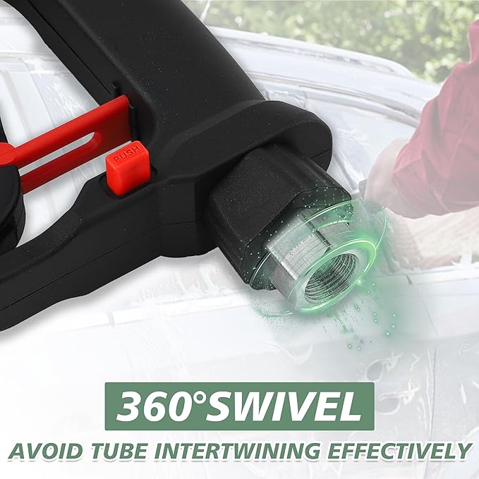 RIDGE WASHER Pressure Washer Gun 5000 PSI, 12 GPM, Power Washer Gun with Stainless Steel Extension Wand, Detachable M22 14 Male to 1/4" Quick Connect, 360° Swivel 3/8'' NPT Thread, M22 Fitting