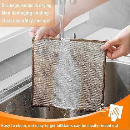 Sunyuneey Non-Scratch Metal Wire Dishcloth, Quick Cleaning Without Leaving Marks, Easily removes Stubborn Stains, Suitable for Various Surfaces, Metal Wire Dishcloth Cleaning Power (10)