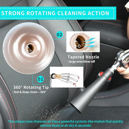 GOCCIDA Car Cleaning Gun Detailing Interior Dryer Air Blow Gun with 2 Set Nozzle,Car Detailing Kits Interior Cleaner for Vehicle Upholstery Carpet Seat Works with Air Compressor