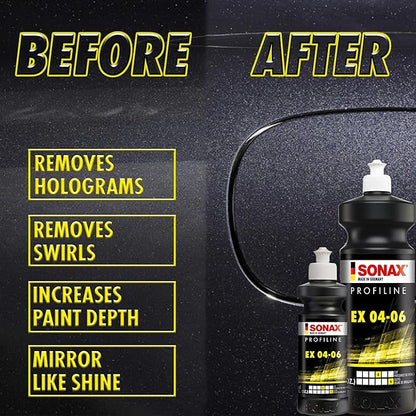 SONAX EX 04-06 Dual Action Polishing Compound | One-Step Medium Cut & High Gloss Finish | Removes Swirls, Water Spots & Oxidation | DA Polisher Safe | Silicone-Free & VOC Compliant | 242300 | 1 Liter