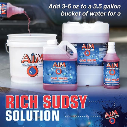 AIM Chemicals Car Wash - High Foam Formula Car Shampoo, Professional Car Wash Shampoo Compatible with Ceramic Coatings - Ideal for Foam Guns - Streak-Free Finish for Detailing - 1 Quart