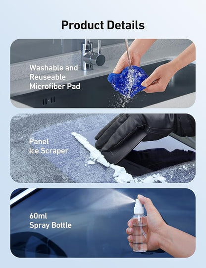 AstroAI Windshield Cleaner Tool, Microfiber Car Window Cleaner with 4 Reusable and Washable Microfiber Pads and Extendable Handle Auto Inside Glass Wiper Kit, Blue