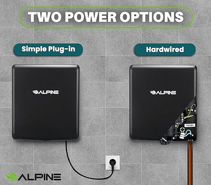 Alpine Hand Dryers for Bathrooms Commercial Extreme Speed Automatic Electric Hand Dryer for Home Bathroom/Restaurant with HEPA Filter, Heat & Speed Control - ADA Compliant (120v Matt Black)