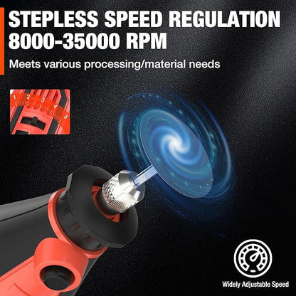 ValueMax Power Rotary Tool Kit, 1.2-Amp Variable Speed Corded Rotary Tool with 120 Pcs Accessories for Crafting, Including Carving, Engraving, Sanding, Polishing, Cutting tools and Carrying Bag