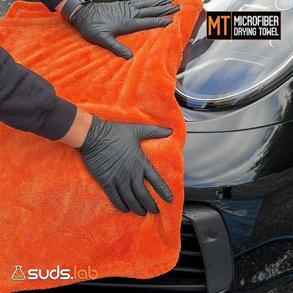 Suds Lab Large Microfiber Drying Towel (24 in x 35 in) Car Exterior Cleaning and Detailing Cloth, Safe On Plastic Trim, Glass, Carbon Fiber, Paint