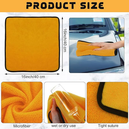 Tallew 100 Pcs Microfiber Towels 16 Inch x 16 Inch Microfiber Cloth Car Drying Towels for Cars Washing Polishing Office Windows Cleaning Household Supplies (Yellow)