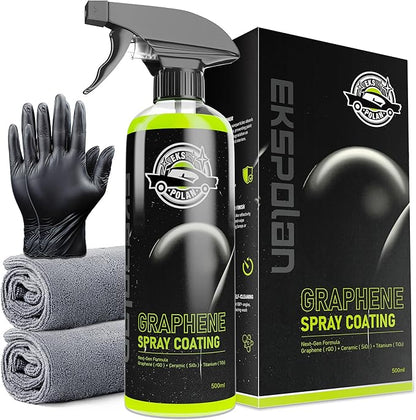 Graphene Spray Coating(16.9 Oz.) - UV Ceramic Coating for Cars -3-in-1Next Gen Car Wax Spray for Cars for Incredibly Slick, Glossy Finish- Waterless Wash & Wax (Green-500ml)