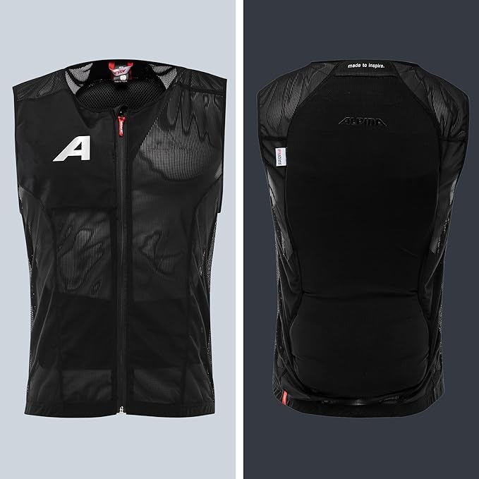 ALPINA Proshield Back Protector Vest Men, Lightweight Flexible Spine Protection for Skiing Snowboarding, Black