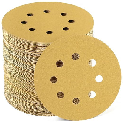 LotFancy 100 PCS 150 Grit Sandpaper, 5 Inch 8 Hole Sanding Disc Aluminum Oxide, Orbital Sander Sandpaper for Stripping Paint, Sand Paper for Wood, Plastic, Rust Removal, Random Orbital Sander Pads
