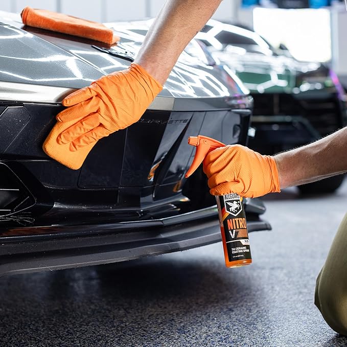 NITRO V7 Spray - 7H Ceramic Coating Spray with Proprietary XiO2™ Formula Creates Tri-Molecular Bond - 1+ Year of Hydrophobic, Self Cleaning Protection & High-Gloss Shine - Easy Application