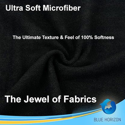 Blue Horizon Microfiber Cleaning Towels, Pack of 24, Ultra Soft Plush Washcloth, All Purpose Premium Microfiber Detailing Cleaning Cloths Shop Towels (16" x 16", Black)