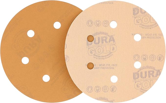 Dura-Gold Premium 2000 Grit 6" Gold Sandpaper Discs, 6 Hole Pattern Dustless, Box of 24 - Hook & Loop Backing for DA Sander, Detailing Finishing Color Sanding Automotive Paint, Woodworking Wood, Metal