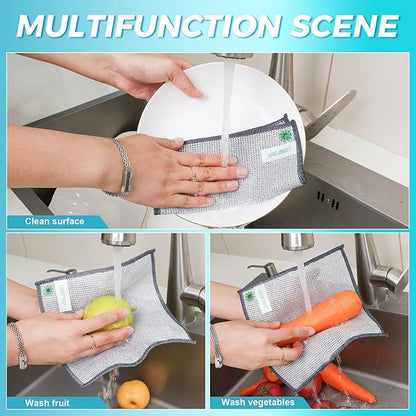 UAFAP 24 PCS Non Scratch Wire Dishcloth, Cleans Fast Without Scratching, Stands Up to Stuck-on Grime, Multi-Surface Safe, Wire Dishwashing Rag Cleaning Power for Everyday Jobs 7.87“ x 7.87”