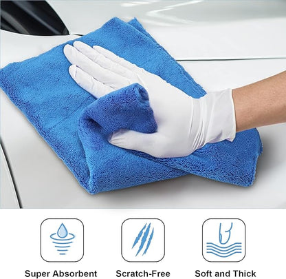 Shimeyao 30 Pcs 16 x 16 Inch Edgeless Microfiber Plush Towels for Cars Detailing Drying Wash Polishing Absorbent Cleaning Cloths, 500 GSM (16 x 16 Inch, Dark Blue, 30 Pcs)