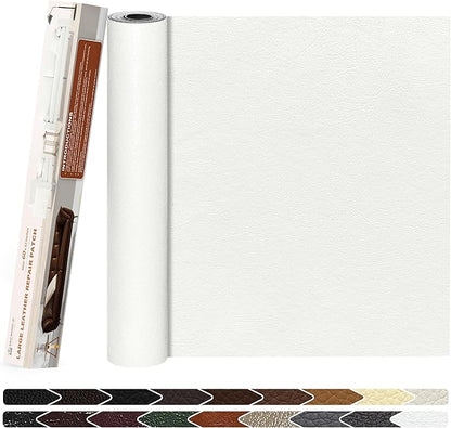 KING MOUNTAIN Leather Repair Patch,12 x 60 Inches self Adhesive Leather Repair Tape for Damaged Leather Furniture, Sofa Seating,Car Seats, Leather Goods（White）