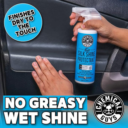 Chemical Guys Silk Shine Tire and Trim Dressing and Protectant – Non-Greasy Vinyl, Plastic & Rubber Spray, Plastic Restorer for Cars – Restores Shine for Cars, Trucks, Motorcycles, RVs, 128 oz
