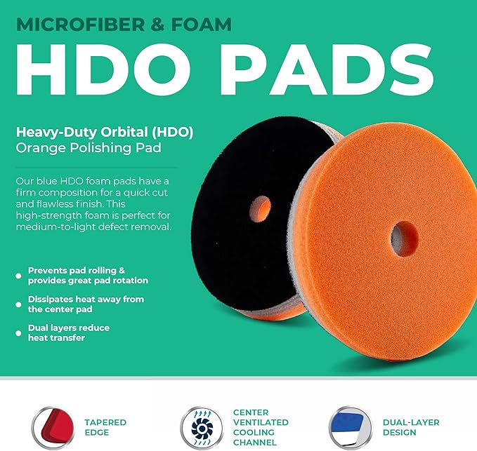 5.5" Lake Country HDO Orange Foam Polishing Pad (1-Pack) – Premium Heavy Duty Orbital Polishing Pad for Painted Surfaces – Fits 5" Backing Plate