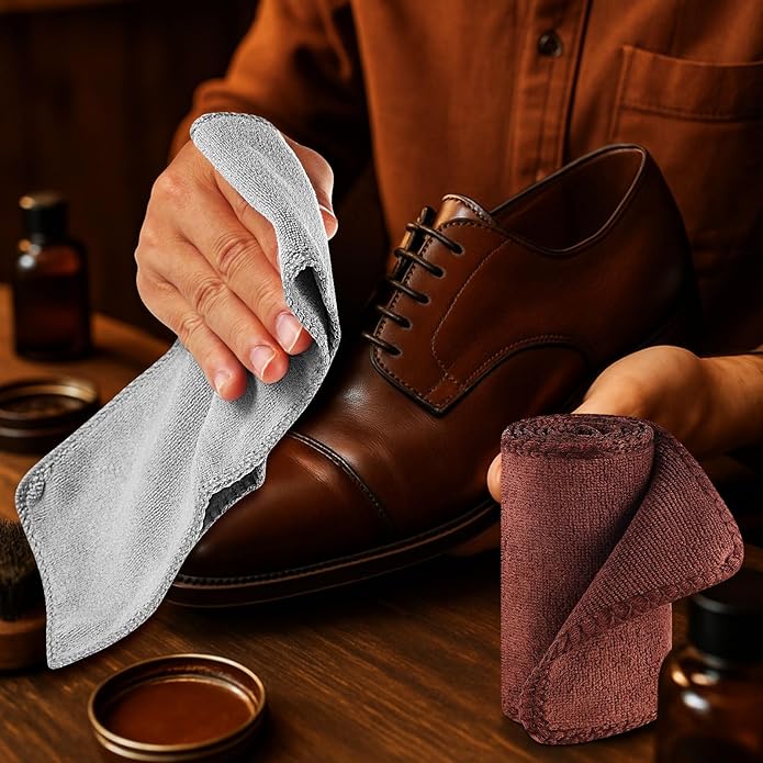 10 Pcs Shine Shoes Cloth Kit Polish Dauber Applicators Cleaning Leather Shoes Boots Microfiber Care Cloths Suede Cleaner