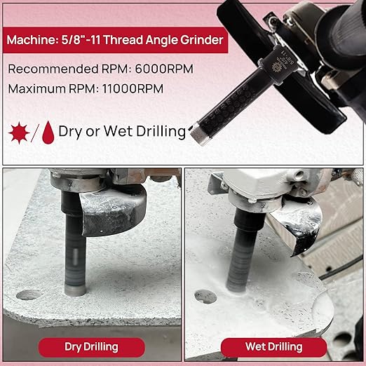Diamond Core Drill Bit - FOCSTOL 4/5''(20mm) Laser Welded Hole Saw for Dry or Wet Drilling Granite Marble Concrete Quartz 5/8''-11 Thread