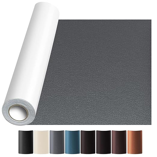 JuCheng Leather Repair Kit -Leather Repair Patch Self-Adhesive Waterproof Patch & Glue for Furniture, Car Seats, Sofa, Couch, Vinyl - Instant Fix for Tears & Scratches (Grey, 3.5X79 inch)