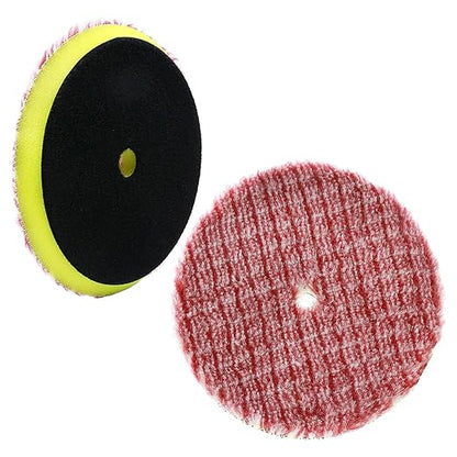 MDEOOSKY 5 Inch Polishing Pads, 2Pcs Coarse Wool Cutting Pad for Heavy Duty Car Polishing, Short Hair Buffing Wheel for Hook and Loop Backer