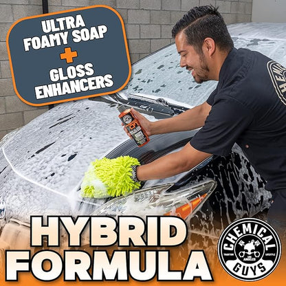 Chemical Guys CWS_808_16 Hybrid Foaming High Gloss Car Wash Soap (Works with Foam Cannons, Foam Guns or Bucket Washes) Safe for Cars, Trucks, Motorcycles, RVs & More, 16 fl oz, Orange Scent