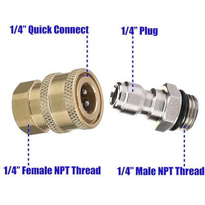 M MINGLE Pressure Washer Adapter Set, 1/4 Inch Quick Disconnect Kit, 5000 PSI